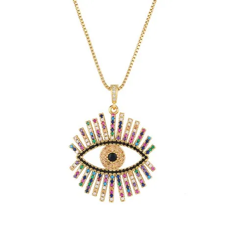 Colliers de bijoux pendentifs Eye Virgin Marie Collier de chaîne Zirconie Jewelry Cumbic Crystal CZ Fashion Charm 45J