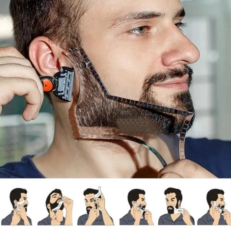 1PCS Men Beard Shaping Styling brush Template Comb Transparent Men's Beards Combs Beauty Tools for Hair Beard Trim Templates Hairstyles