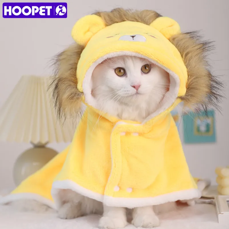 Costumes de chat HOOPET Cape pour animaux de compagnie Accessoires de décoration de chat avec casquette de lion Costume de chiens drôles mignons Année de l'animal de compagnie Noël Cosplay Vêtements coupe-vent 220908