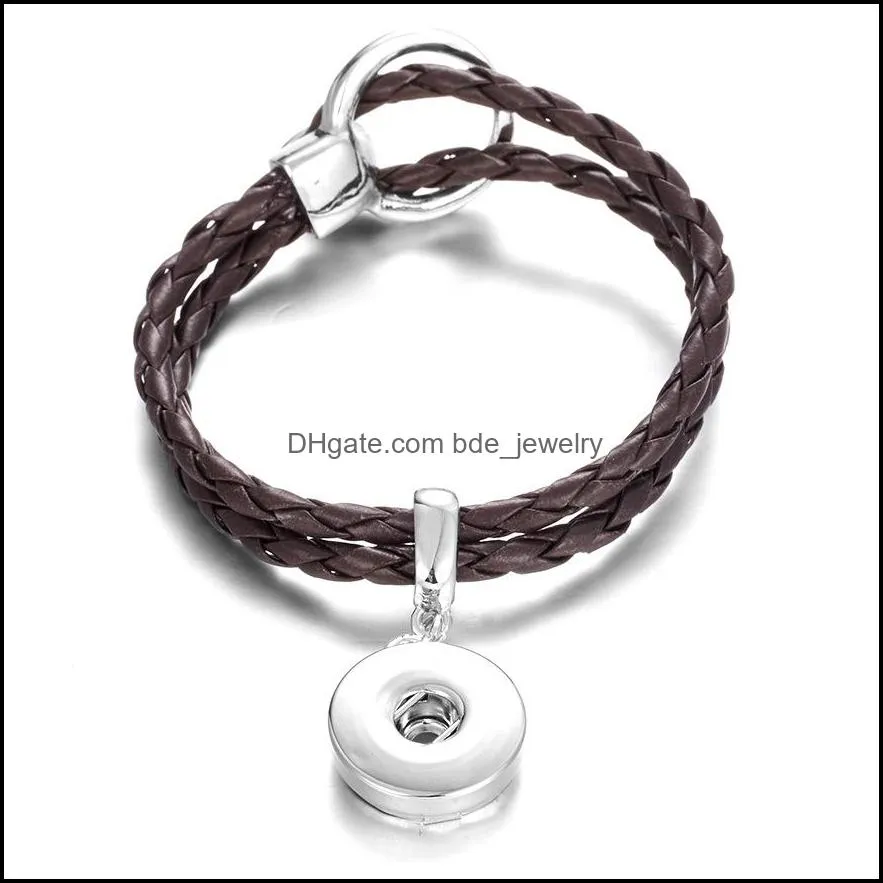 Braccialetti con ciondoli Pu Bracciale con cinturino in corda di cuoio Fit 18Mm Charms con bottone a pressione Braccialetti gioielli per donna Uomo S135 Drop Delivery Dhseller2010 Dhbgq