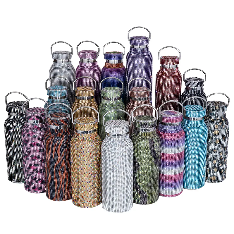 350/500/750 ml Creatieve kleurrijke diamant thermosflessen 304 roestvrijstalen waterfles vacu￼m fles thermoscaf￩ Cup volwassen cadeau wll1581