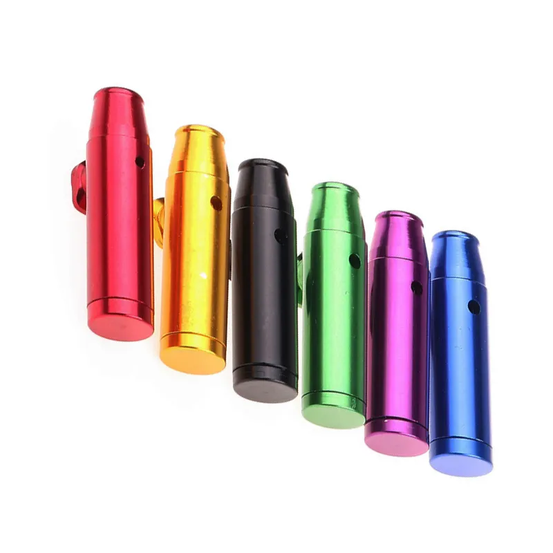 Metal Bullet Snuff Bottle Smoking Pipes Kit Portable Sniff Pocket Durable Snuffer Mix Color Snort 2 in 1 Saver Pipe