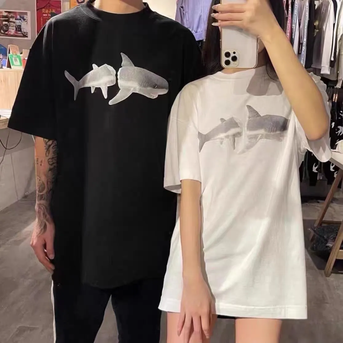 Designer Mens T-shirt Palm Letter Print Casual Tops TEES Women Anioł T Shirt Pa Shark Graffiti Odzież List Sprahing Letter Lets Tide Tide Tee