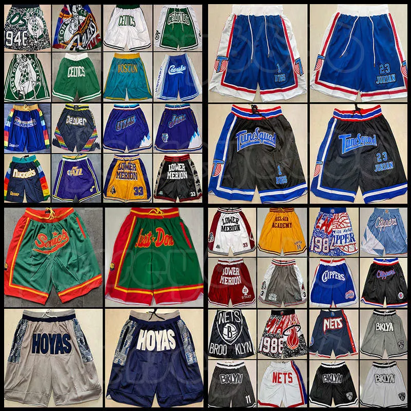 رجال شبكات فريق ترتدي فقط Don Donsted Face NCAA Lower Merion High School Wolverines Black Blue Basketball Shorts Mitchell Ness Western Eastern Hip Pop