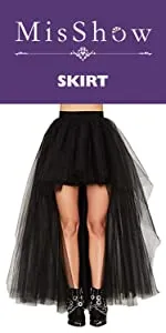 MisShow Womens Hi-Lo Long Tutu Tulle Bustle Skirt Elastic Waist Festival Party Skirt