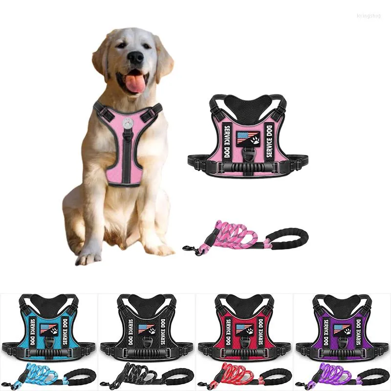 Dog Collars Medium Large Harness And Leash Set Night Vision Reflective Vest Type Chest Strap Retractable Traction Rope Pet Supplies