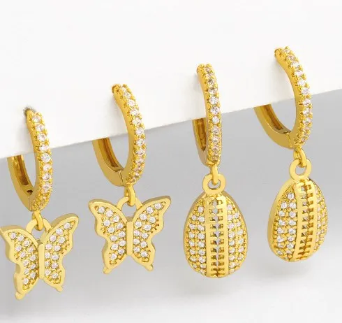 Kolczyki biżuterii sześcienne cyrkonia gwiazda motyla złoty kolor cZ kryształowe klipsy do uszu bez przebitych kolczyków dla kobiet biżuteria sah3w4