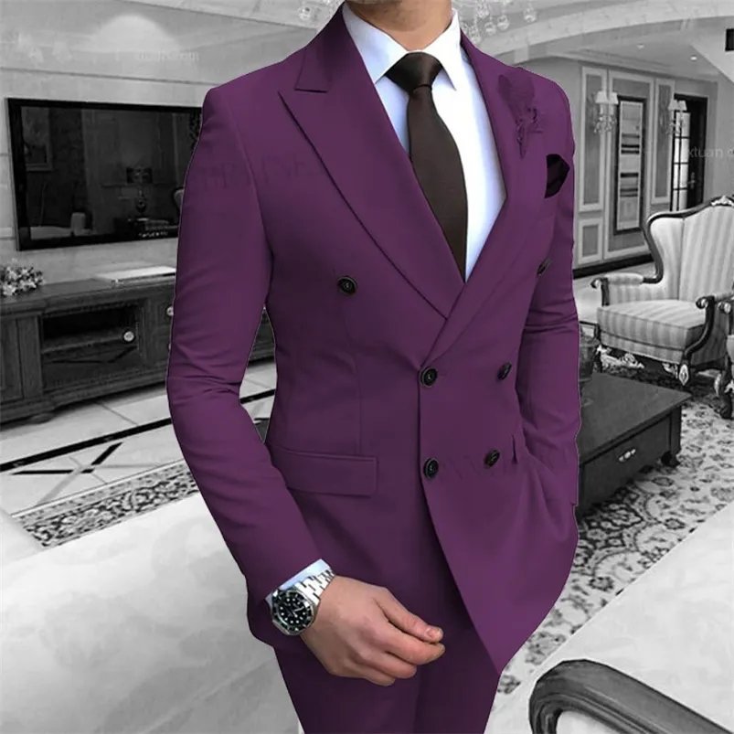 Men's Suits Blazers Purple Suit Men Formal Slim Fit Groom Tuxedo For Wedding Prom Party Dresses Male Classic Men's Suit Blazer Pants 220909