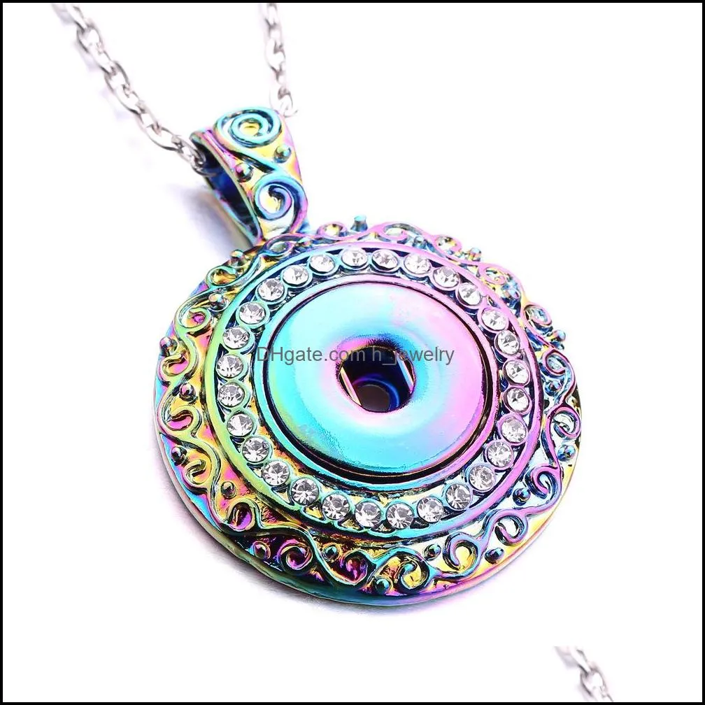 Pendentif Colliers Vintage Snap Button Bijoux Dazzle Couleur Placage Pendentif Fit 18Mm Snaps Boutons Collier Pour Femmes Hommes Noosa N132 D Dhiru