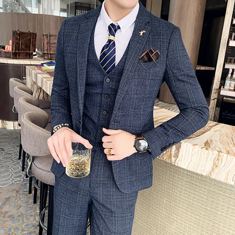 British Style Red Plaid Mens Grey Check Suit With Slim Fit, Fashionable  Design For Weddings, Banquets, And Business Meetings From Echmogen, $110.67  | DHgate.Com