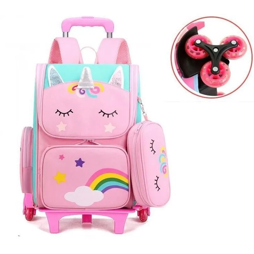 Mochilas de mochilas de mochilas de mochilas para meninas bolsas de carrinho com rodas bolsas de mochila rolando para as bochechas bochechas rolando bolsa de carrinho de bacpack 220909