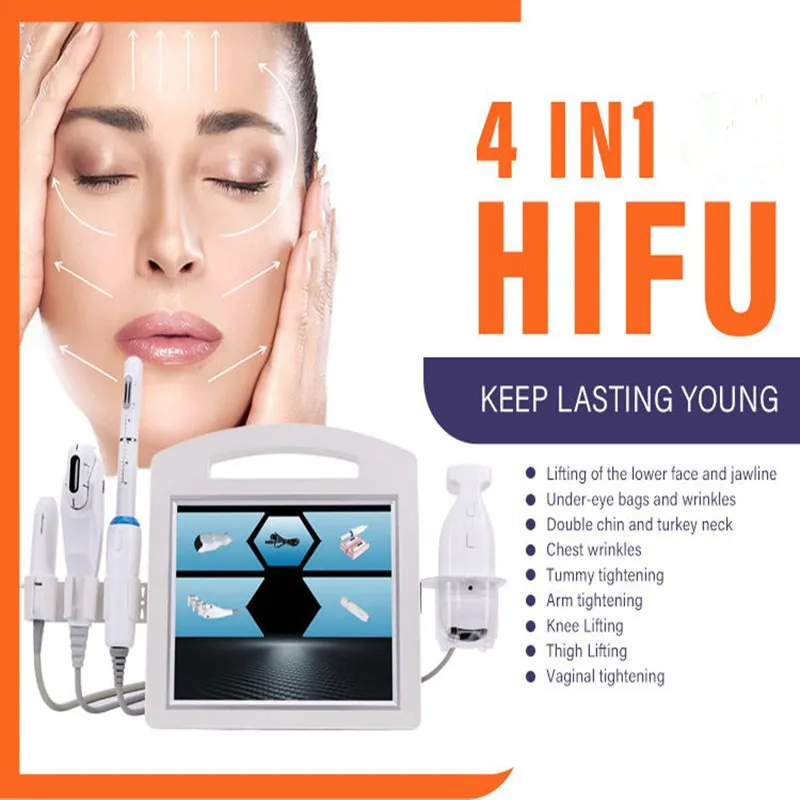 4D HIFU Beauty Equipment Ultrasound 12 Lines With 16 Cartridges Vmax RF