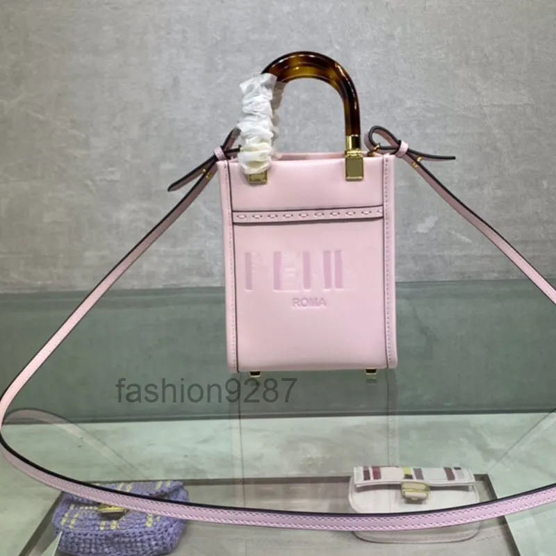 дизайнерские сумки Crossbody Женская сумка Саншайн Розовая кожаная мини-сумочка Женский кошелек с клапаном с двумя ручками и регулируемым съемным тонким Shou