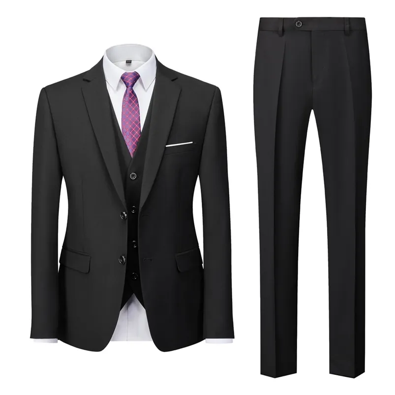 Men's Suits Blazers 13 Color Blazer Vest Pants High-end Brand Boutique Solid Color Formal Business Mens Suit 3Pce and 2 PceGroom Wedding Dress 220909