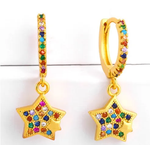 Kolczyki biżuterii Cubic Zirconia Start Kolor Złota CZ Kryształowe klipsy do uszu bez przebitych kolczyków dla kobiet biżuteria SH45H