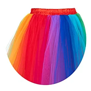 Rainbow Tutu Skirt Layered Tulle Skirt Girls Colorful Halloween Costumes Tutu a line tulle skirt