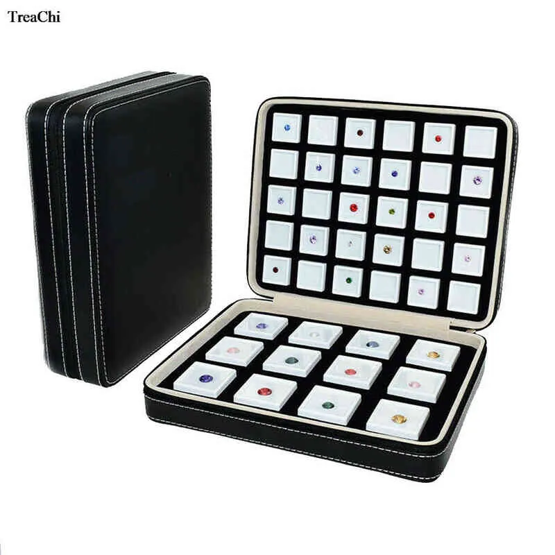 Jewelry Boxes Jewelry Boxes Pu Leather Gem Portable Insert Square Gemstone Travel