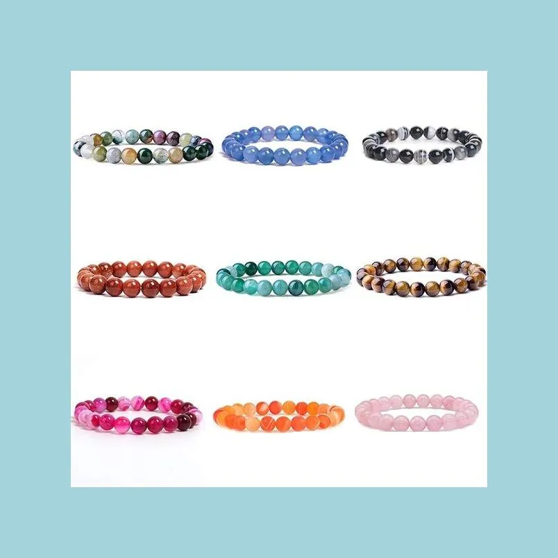 Brins de perles 8 mm pierres précieuses rondes perles yoga guérison cristal bracelet extensible pierre naturelle unisexe bijoux ami cadeau bijoux goutte Dhgob