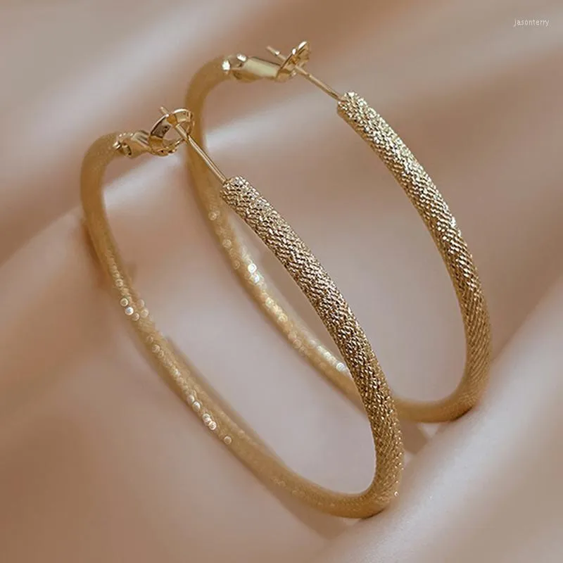Boucles d'oreilles cerceau or grande boucle d'oreille ronde pour les femmes mode élégant motif texturé fil cercle 2022 dames bijoux cadeaux