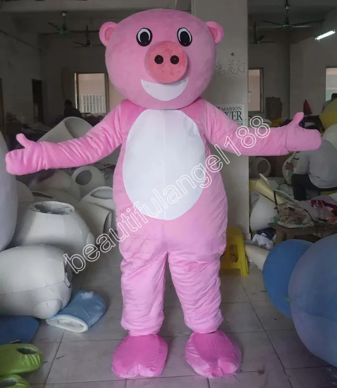 Costume della mascotte del maiale di Halloween Personaggio dei cartoni animati di peluche Personaggio a tema anime Formato adulto Natale Carnevale Festa di compleanno Vestito operato