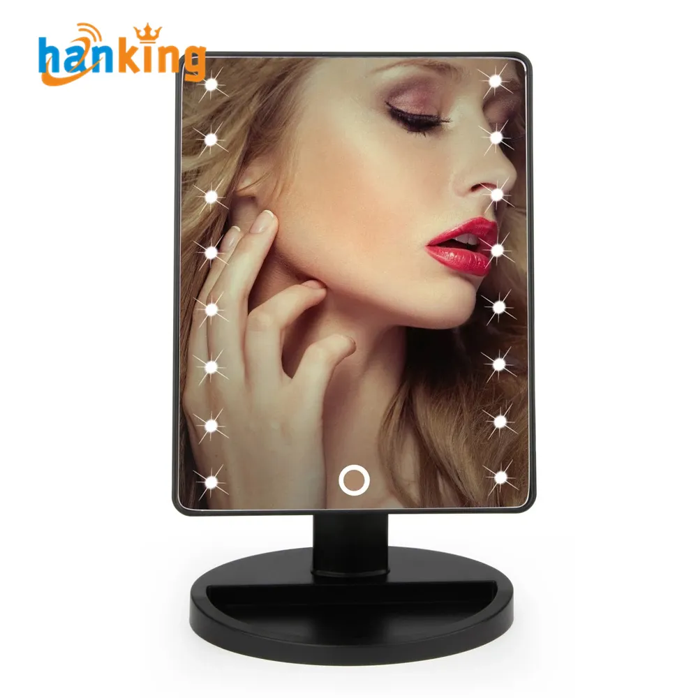 360 Degree Rotation Touch Screen Make Up Mirrors LED Cosmetic Folding Portable Compact Pocket With 16/22 Lighting Dimmable Makeup Mirror x0641