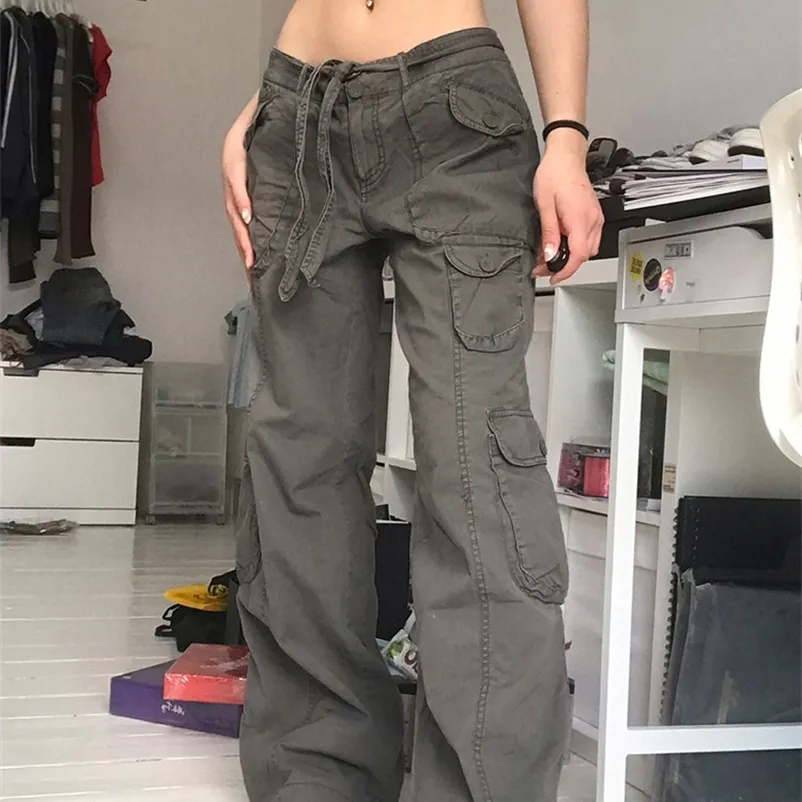 Jeans pour femmes Weekeep Streetwear Femmes Baggy Denim Vintage Taille Basse Poches Grunge Pantalon Décontracté Harajuku 90s Joggers Fairycore Vêtements 220907