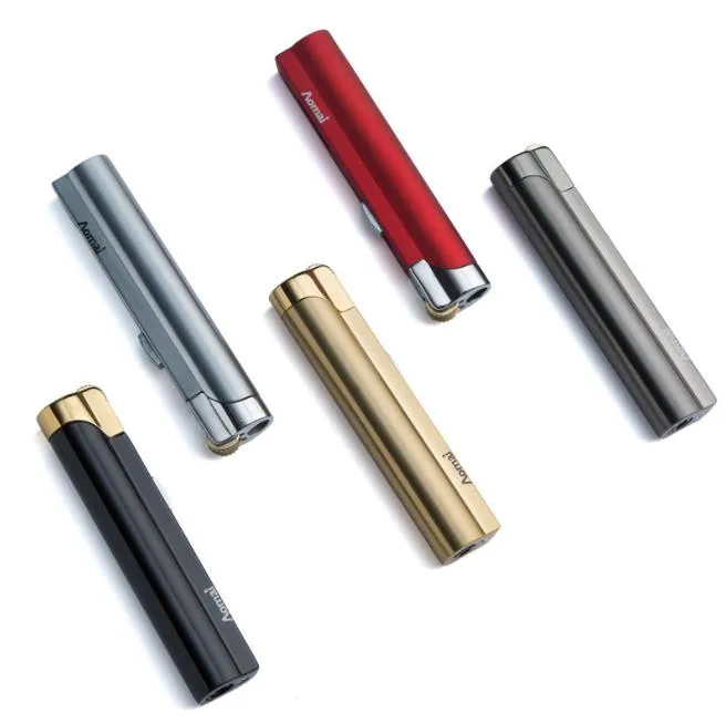 Aomai Kompaktes Jet-Fackel-Feuerzeug, verstellbare, abschließbare Flamme, Zigarren- und Zigaretten-Schleifrad, gerade Feuerzeuge