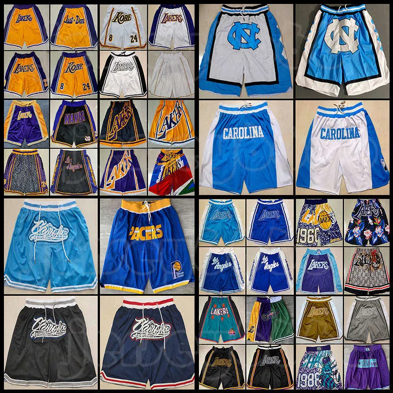 Masculino Mesh Team Retrocesso Just Don Stitched Face NCAA North Carolina State University Azul Shorts de basquete bolsos Mitchell Ness Black Mamba Western Eastern Hip Pop