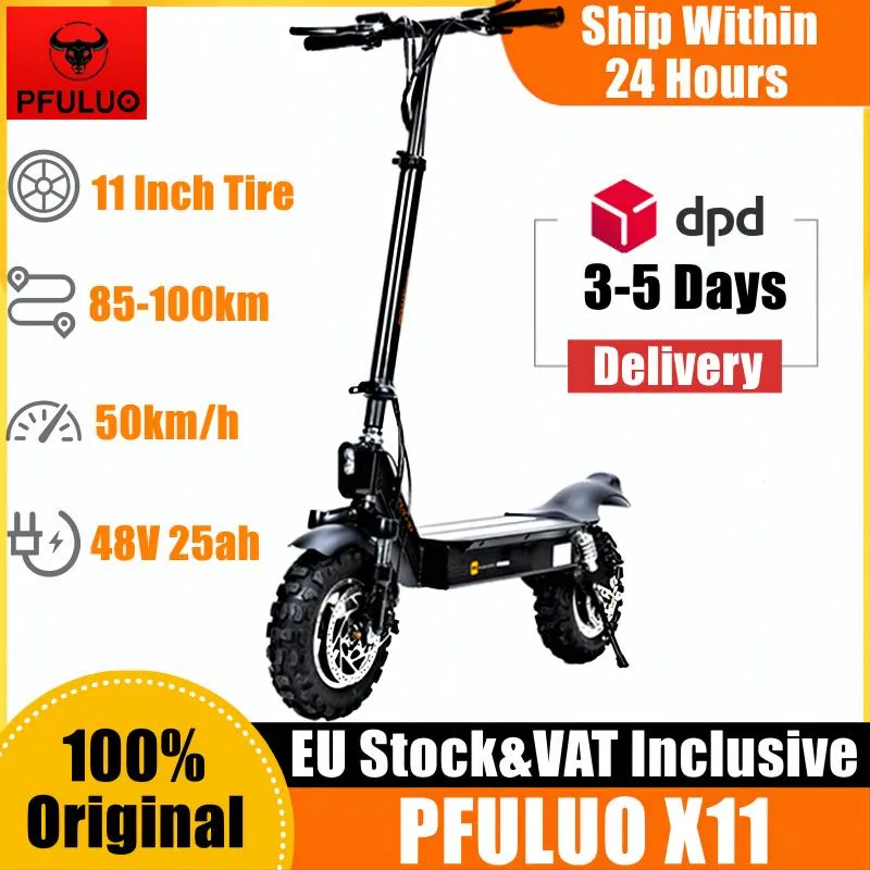 EU STOCK Electric Scooter New PFULUO X-11 Smart Kickscooter 1000W Motor 11 inch 2 wheel Board hoverboard skateboard 50km/h Max Speed Off-road Inclusive of VAT
