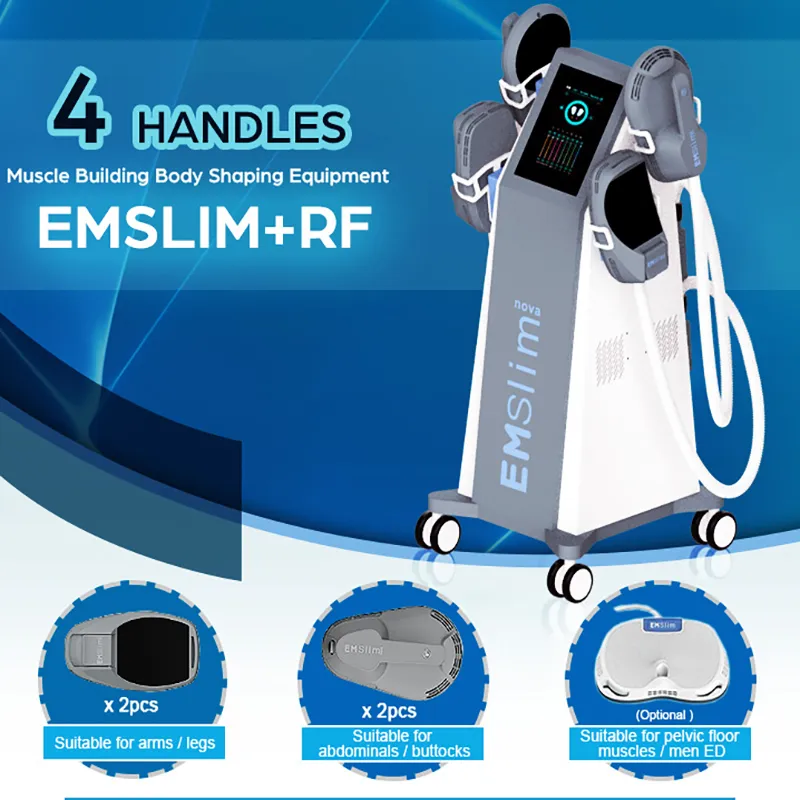 High Emslim Nova Slimming 4 Handles com RF Cushion Hi-EMT Forma do corpo EMS escultura Construir músculos Eletromagnéticos estimuladores