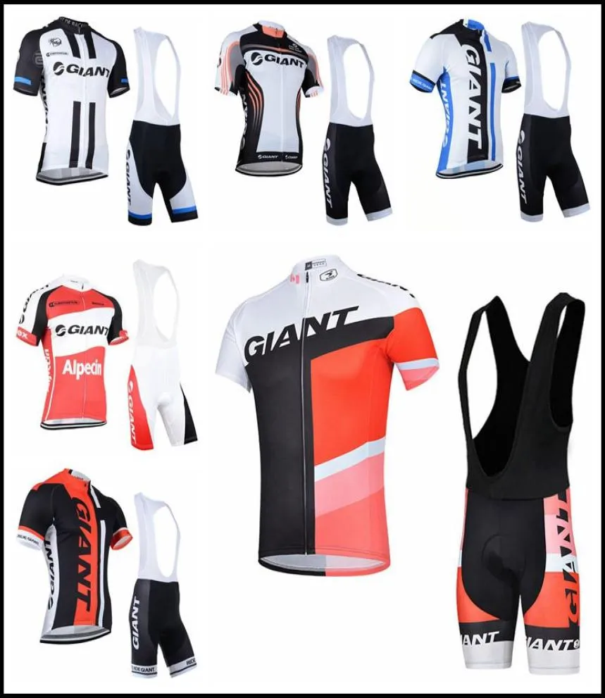 Summer Pro Giant Team Short Sleeve Men039S Cycling Jersey Bib Shorts Set Bi
