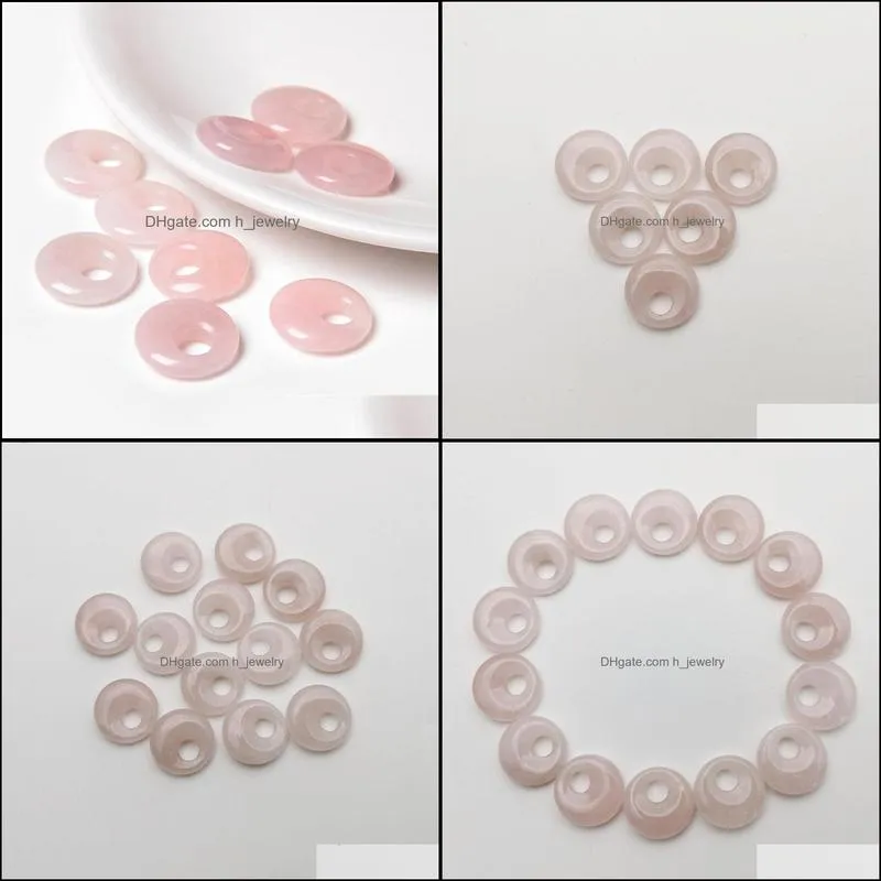 Charms Fashion Roses kwarc Charms 18 mm Gogo Donut Natural Stone Beads do biżuterii tworzący wisiorek akcesoria urok akcesoria upuść delikates