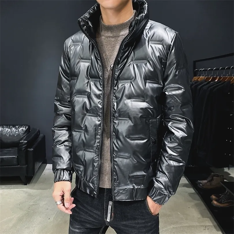 Mens Down Parkas Winter Brand Student Slim Fit Mens Embossed Light Down Jackets Keep Warm 220909