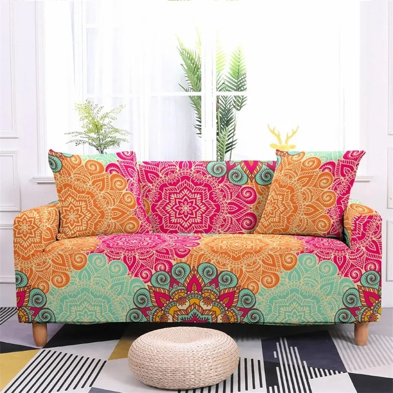 Stuhlhussen, elastisches Sofa für Wohnzimmer, Stretch-Schonbezüge, Schnitt-Mandala-Sessel, eins, zwei, drei Sitze, Couch, Heimdekoration, 220906