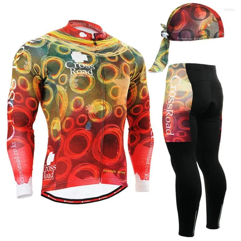 Мужские спортивные костюмы 2022 Красочные круги Мужские велосипедные набор с длинным рукавом осень зимняя велосипедная одежда костюма