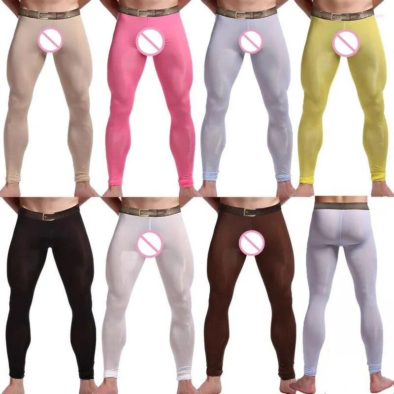 Calça de lingerie de roupas de sono masculinas de seda de seda de seda gelo