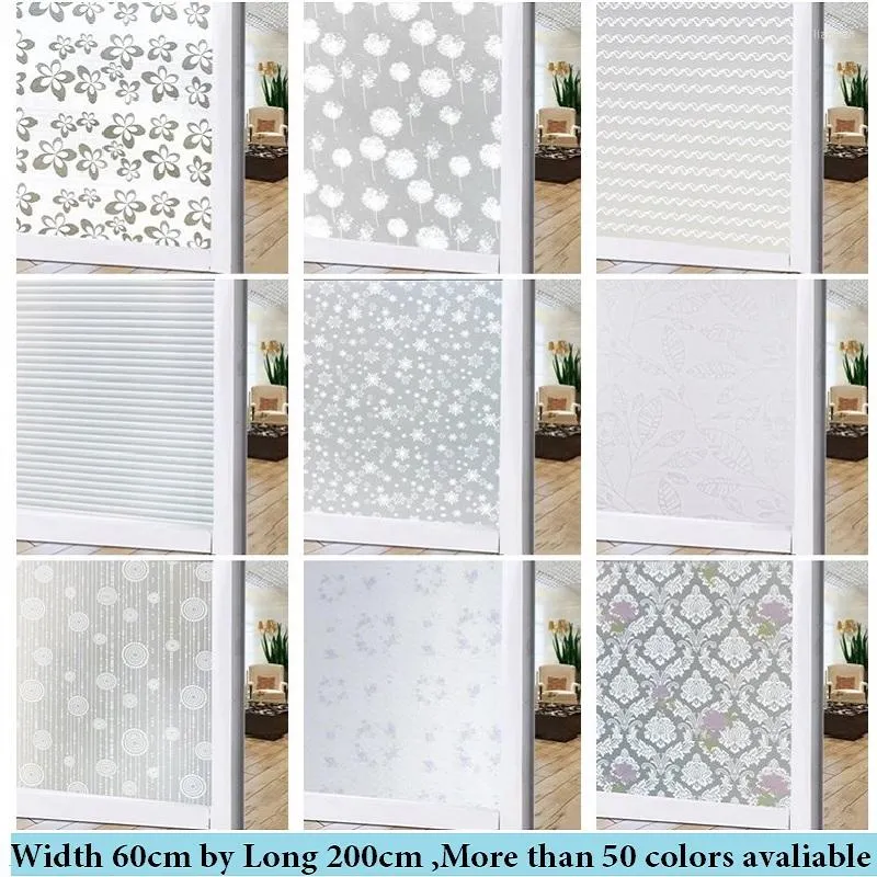 Window Stickers Glass Film Balcony Sliding Door Paper Adhesive Decoration Sticker Toilet Opaque Flower 60X200cm