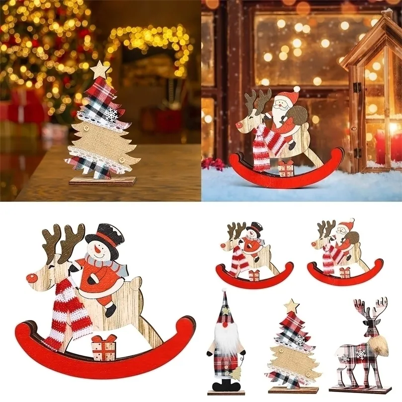 Decorazione per feste 1pc Alce in legno Pupazzo di neve Pendenti di Natale Ornamenti Albero di Natale Appeso Decorazione per la casa Anno Decor Giocattoli per bambini # t2p 220908