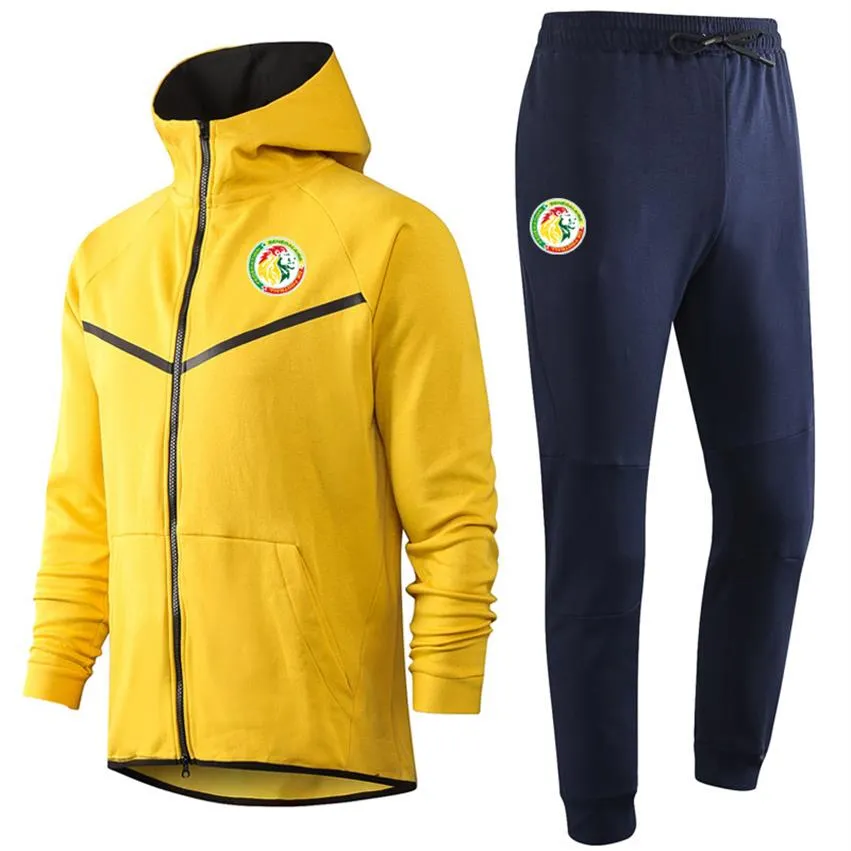 2020 Senegal Milli Takımı Futbol Hoodie Sweatshirt Takip Setleri Kış Erkekler Sıradan Sporlu Spor Kapüşonlu Eğitim Spor Giyim Takımları S2959