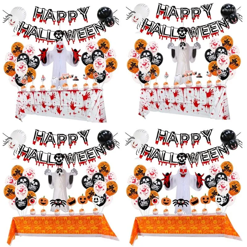 Décoration de fête Halloween ballon ensemble papier nid d'abeille 3D fantôme pour intérieur extérieur Graden fournitures de Bar de bureau à domicile