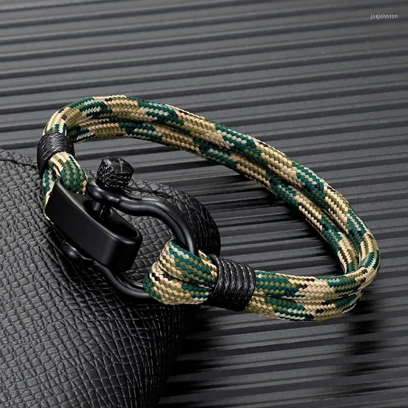 Charm Bracelets MKENDN Men Shackle Outdoor Camping Rescue Army Camouflage Emergency Tourniquet Paracord For Women