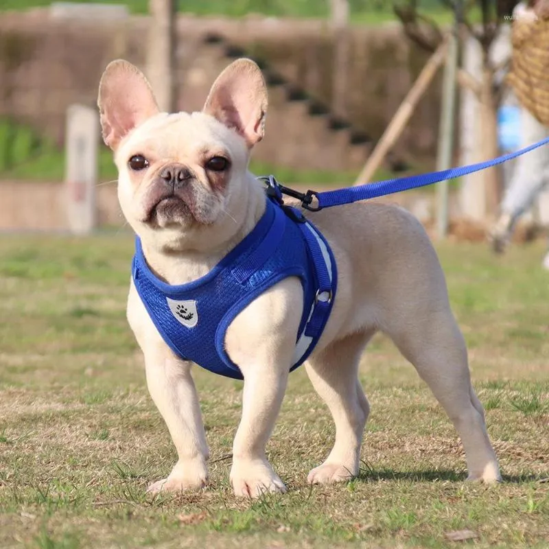 Colliers pour chiens Style harnais de poitrine pour animaux de compagnie laisse de style gilet fournitures de corde réfléchissantes et respirantes Logo personnalisé