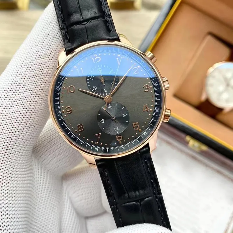 TAXAU Orologio Uomo Cronografo Al Quarzo - Cinturino In Pelle - Quadrante 44 Mm - Impermeabile 30m