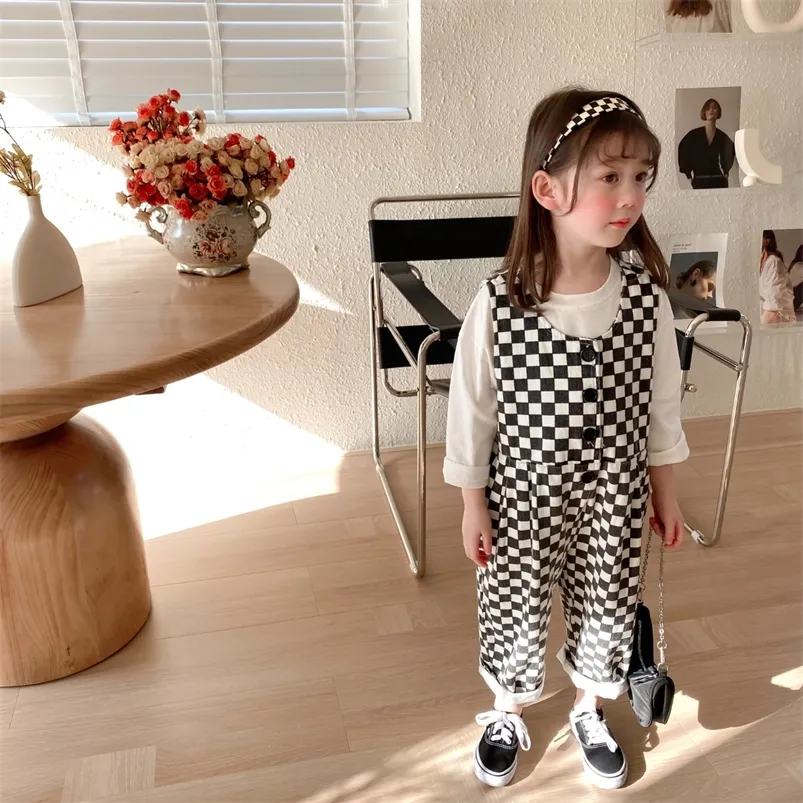 Overalls Black 90 100 130 SALE 9977D Kids Overalls Plaid Bodysuit for Children Spring Autumn Children Clothes 220909