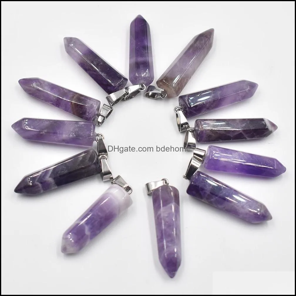 Charms Naturstein Amethyst Sechseck Prisma Form Charms Anhänger für Heilkristalle Steine Schmuckherstellung Drop Lieferung 2021 Findi Dhu8K