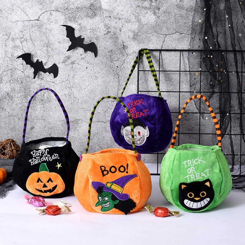 Happy Halloween Toys Candy Bag Kids Decoration Hand-held Pumpkin Witch Bag Kindergarten Children Candies Trick Or Treat Sweets Bags Cloth-bag