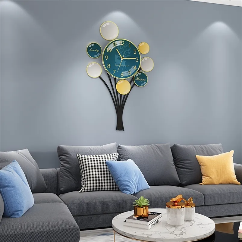 Wall Clocks MEISD Modern Balloon Decor Wall Clock 3D Sticker Silent Clock Mechanism With Metal Needle Quartz Watches Clockwork Large Horloge 220909