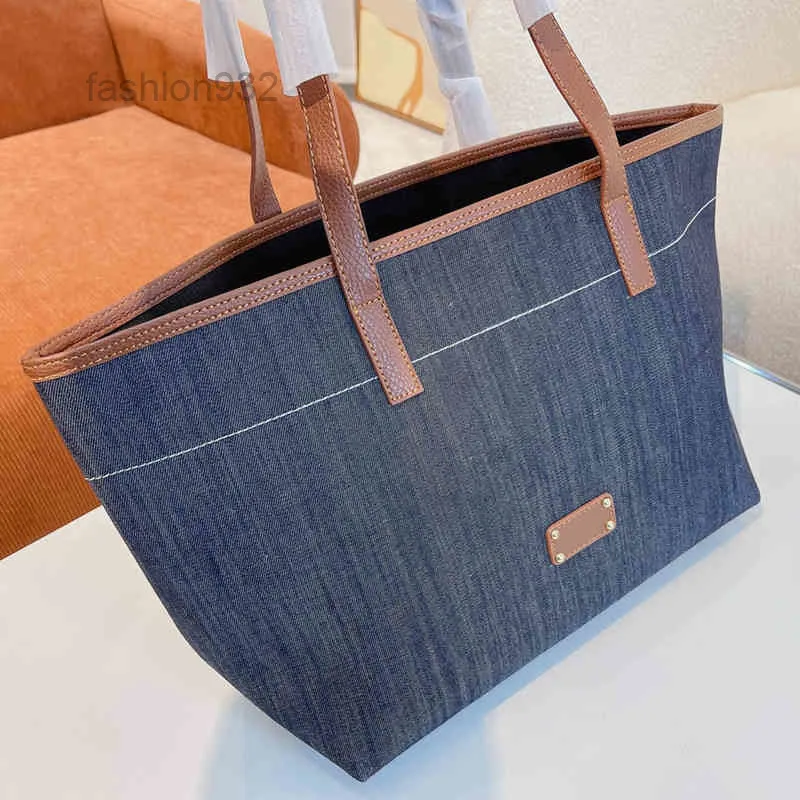 Avondtassen denim tas tassen vrouwen hoge capaciteit handtas schouderbagss lederen luxe ontwerper crossbody vrouwelijke winkelpakketten 220326