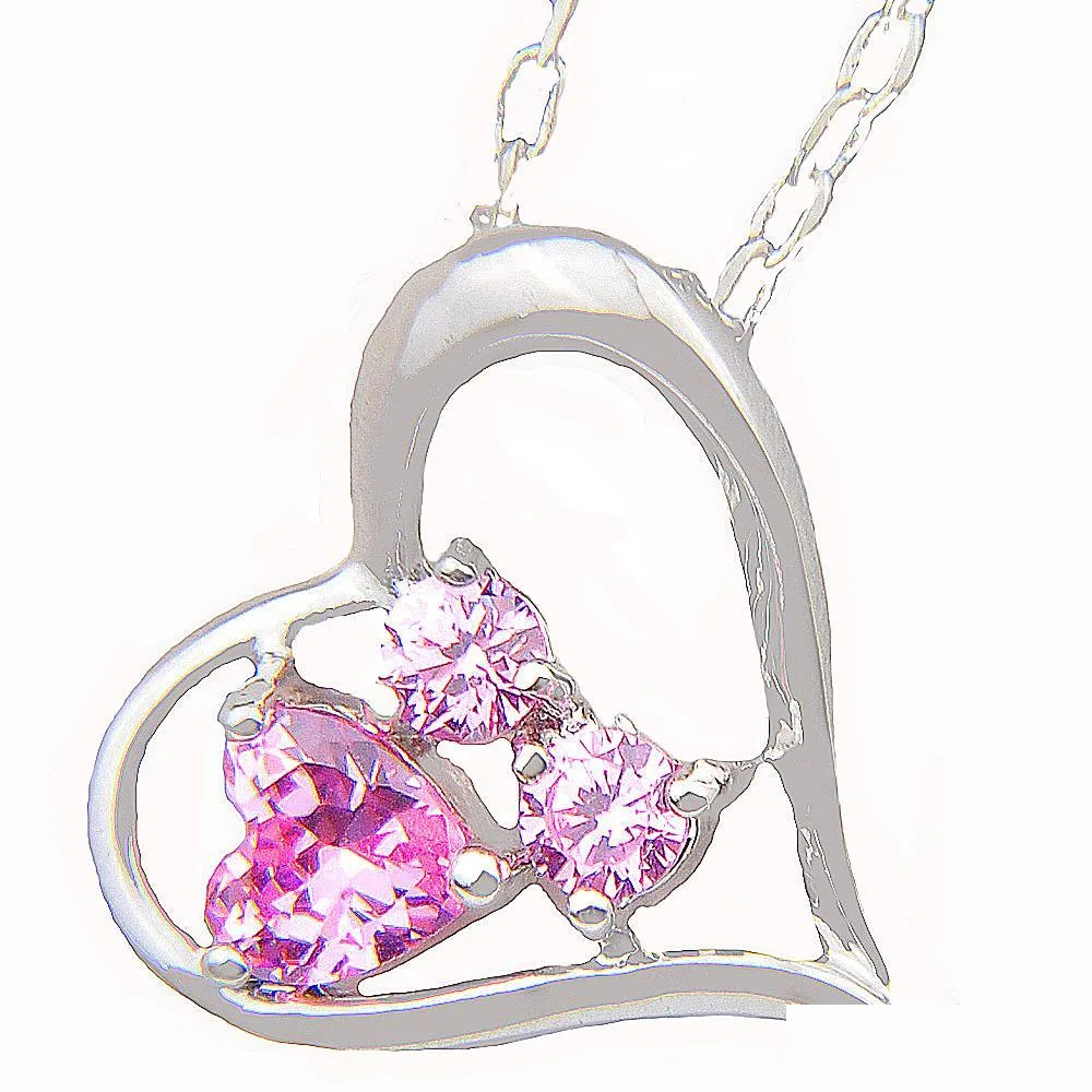 Naszyjniki wiszące ładne 6 sztuk 1 Lot Crystal Heart Fire Pink sześcienne klejnoty cyrkonu 925 Sterling Sier USA Israel Embandnise Pendants NEC DHX6O