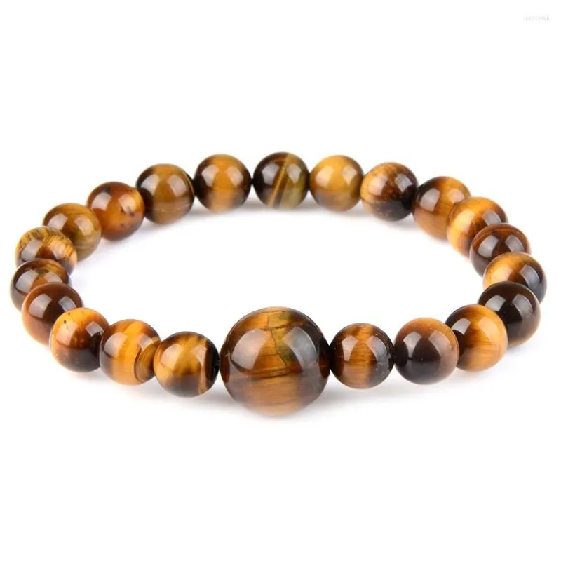 Bracelets en pierre naturelle de haute qualité, œil de tigre, Rhodonite, Howlite, perles rondes de bouddha, corde élastique, cadeau pour hommes et femmes